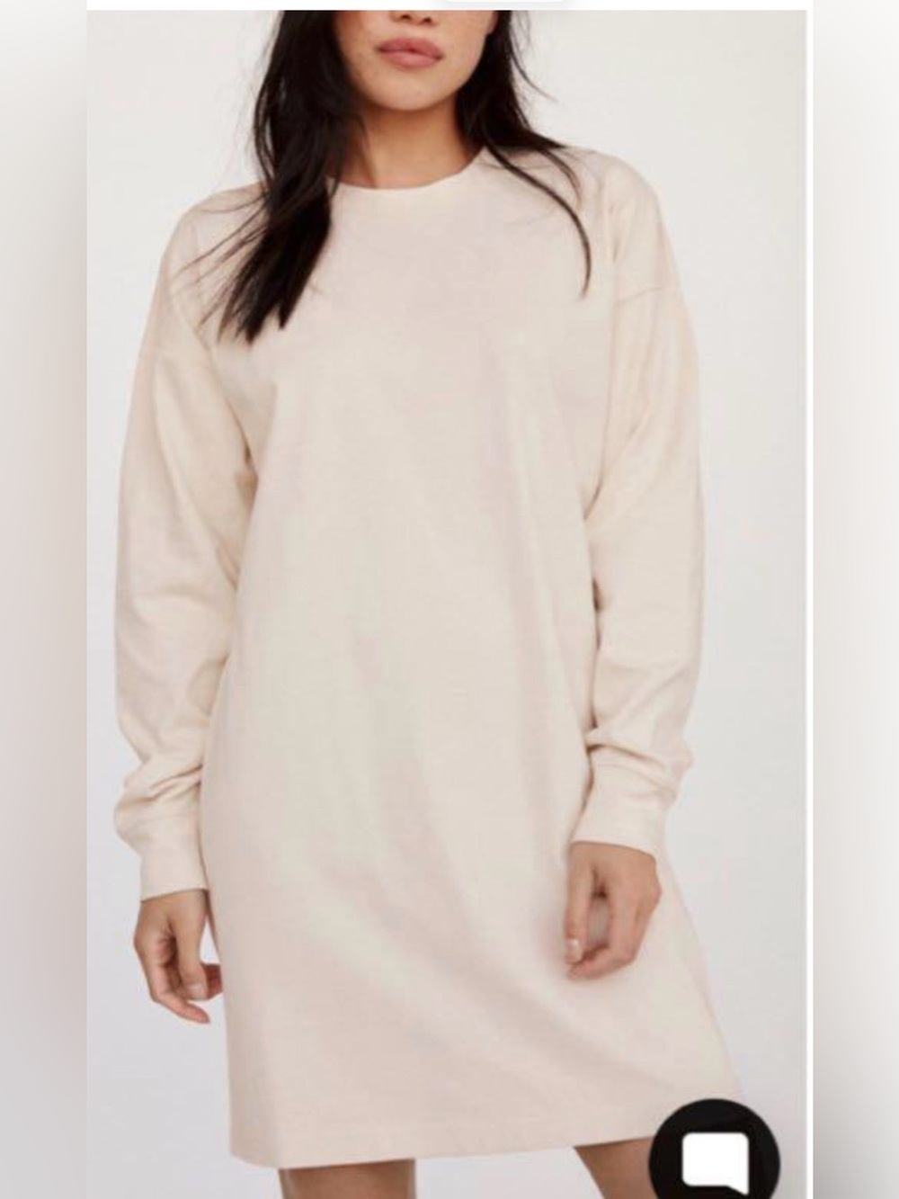 **TNA Fortunate Dress**Women's Cream Long Sleeve Shift Dress